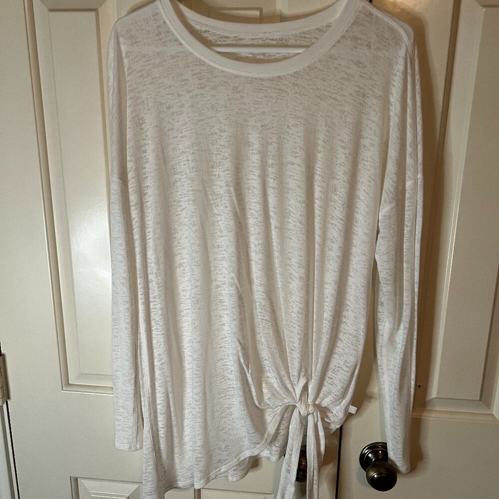 Lululemon White sheer tie shirt-Size 12